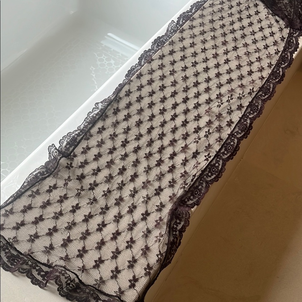 Sheer lace scarf black with a hint of brown